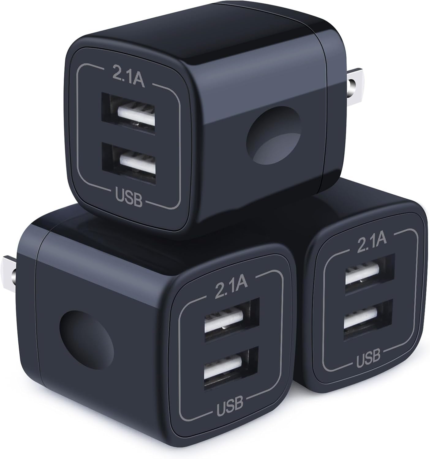 Wall Charger,Charger Cube,Charging Block Fast Charge 3Pack Dual Port 2.1A Power Brick Phone Charger Plug Box Head for Iphone 14 Pro/13/12/11/Xs Max/Xr/8/7/6 Plus,Samsung Galaxy S22 S21 S10 S9 S8 Plus