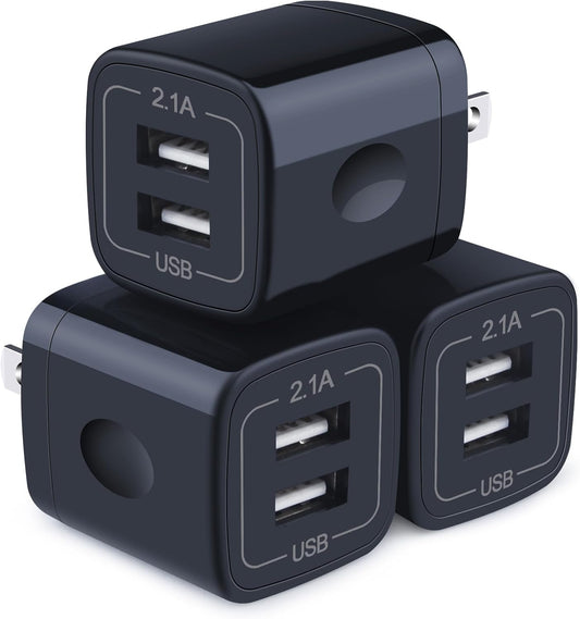 Wall Charger,Charger Cube,Charging Block Fast Charge 3Pack Dual Port 2.1A Power Brick Phone Charger Plug Box Head for Iphone 14 Pro/13/12/11/Xs Max/Xr/8/7/6 Plus,Samsung Galaxy S22 S21 S10 S9 S8 Plus
