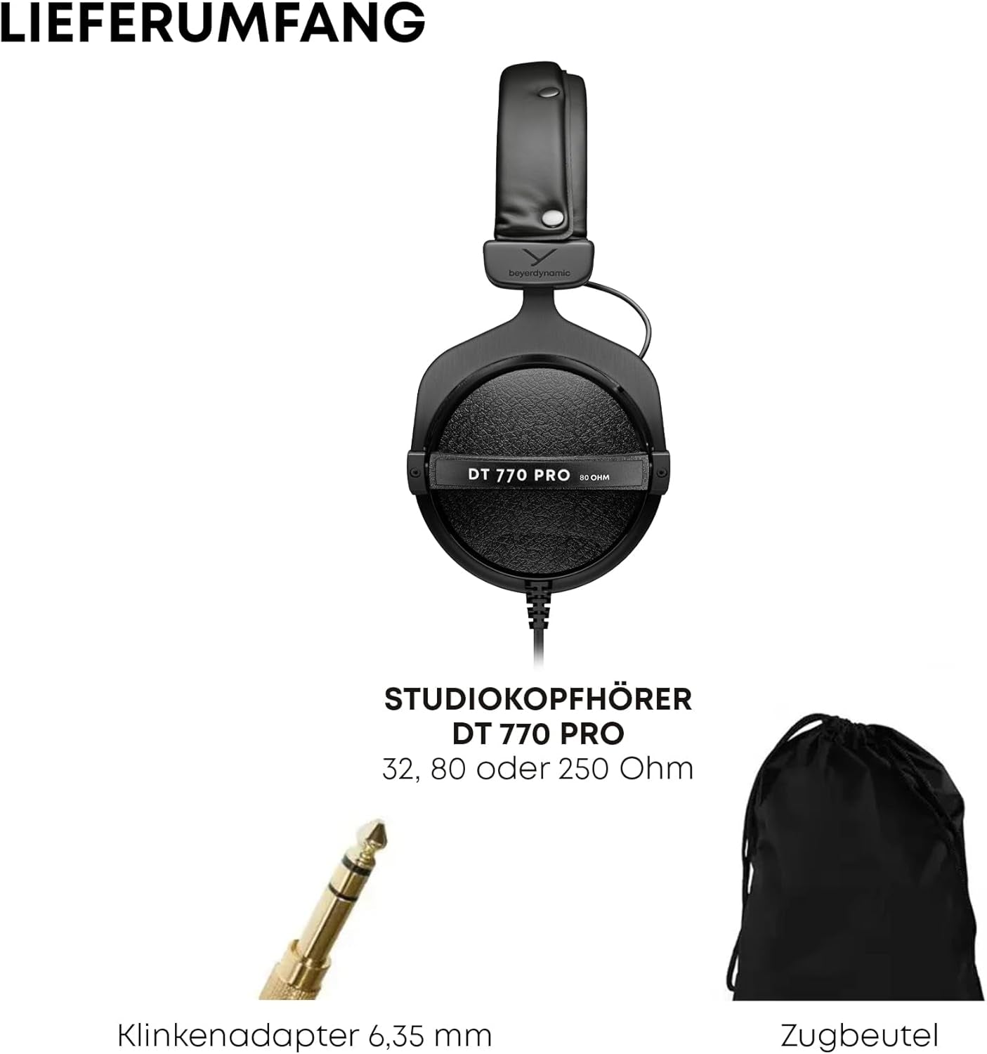 DT 770 PRO 80 Ohm Over-Ear Studio Headphones in Gray. Enclosed Design, Wired for Professional Recording and Monitoring