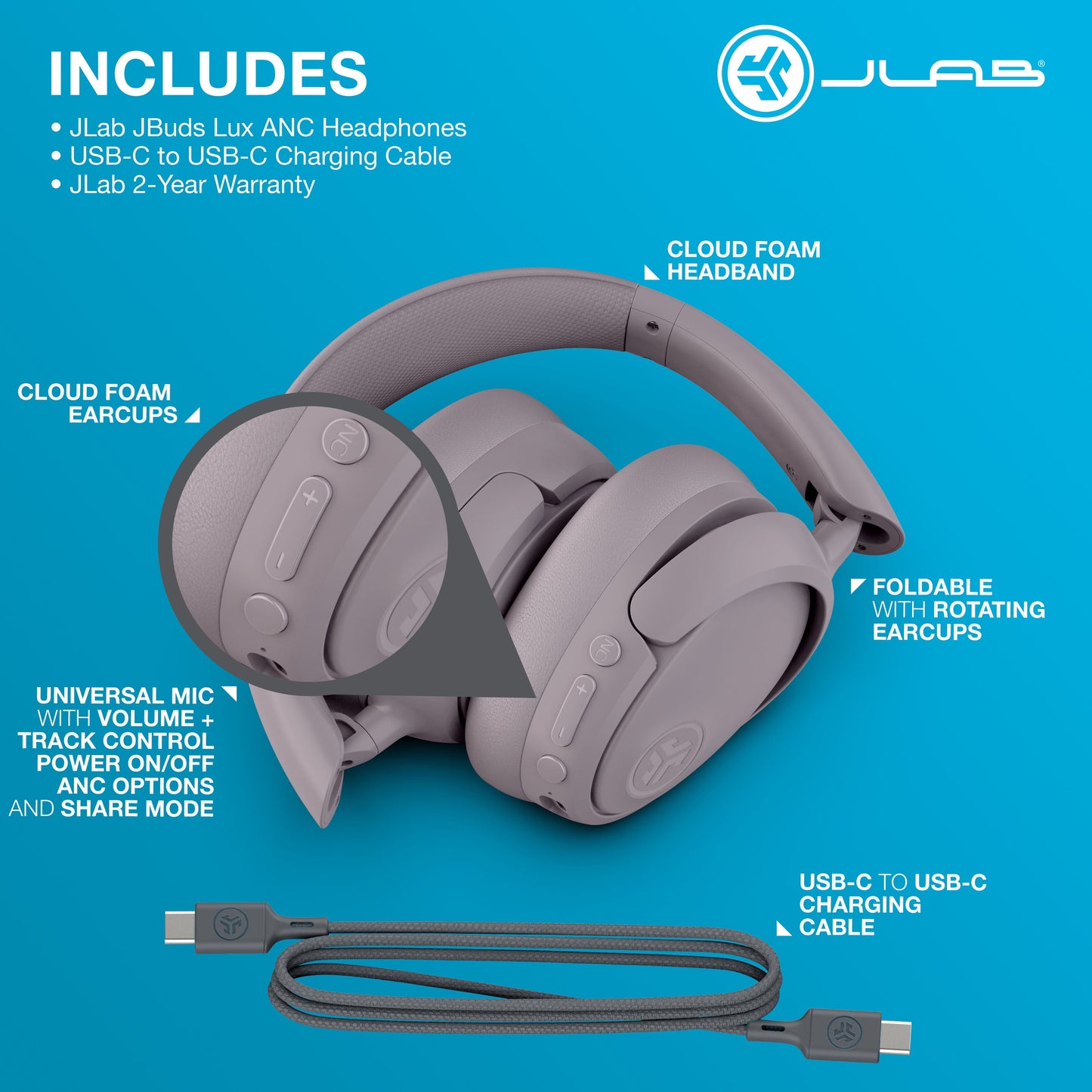 Jbuds Lux Active Noise Cancellation Bluetooth Headphones