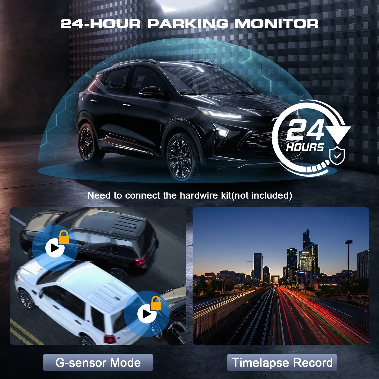 3 Channel Dash Cam Front and Rear Inside, 4K/2.5K + 1080P Dash Camera for Cars with Wi-Fi GPS, Night Vision, Backup Camera, 3.16" IPS Screen, 24H Parking Mode, WDR, Type-C, 64GB SD Card Includ