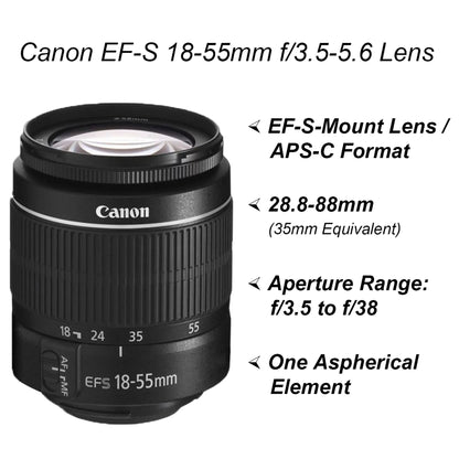 Canon EOS 4000D / Rebel T100 DSLR Camera + EF-S 18-55Mm Lens + Sandisk 64GB Memory Card +  Bundle (International Model)