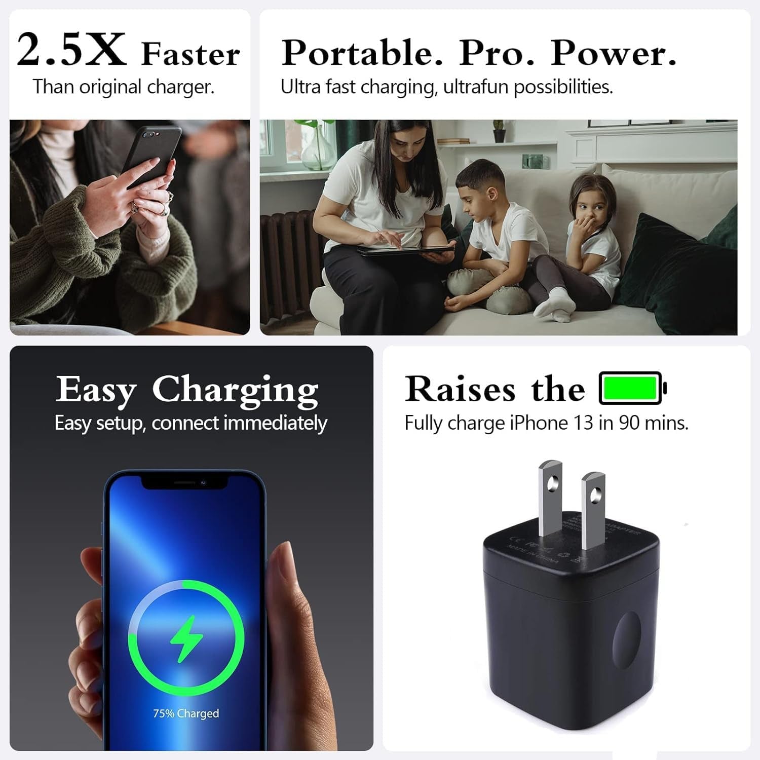 Wall Charger,Charger Cube,Charging Block Fast Charge 3Pack Dual Port 2.1A Power Brick Phone Charger Plug Box Head for Iphone 14 Pro/13/12/11/Xs Max/Xr/8/7/6 Plus,Samsung Galaxy S22 S21 S10 S9 S8 Plus